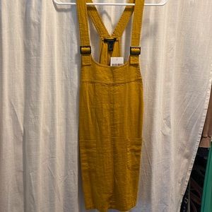 Woven overall mini dress/romper